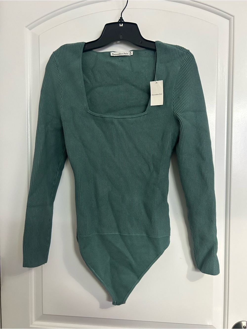 Abercrombie & Fitch Ribbed Square-Neck Bodysuit size M NWT Chic 90s Preppy Work